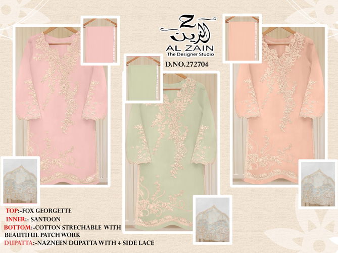 Al Zain 272704 Georgette Fancy Casual Wear Ready Made Suit Collection